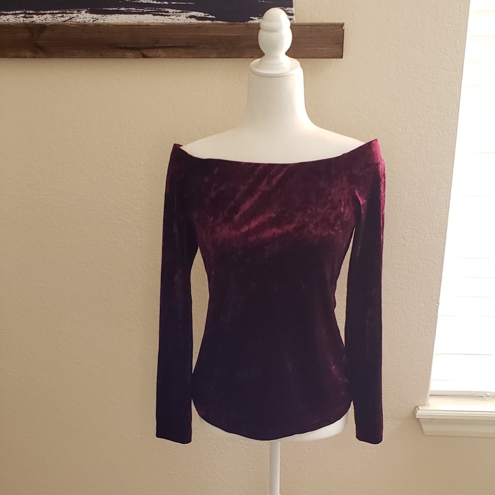 NWT a. moss Off-Shoulder Velvet Top
